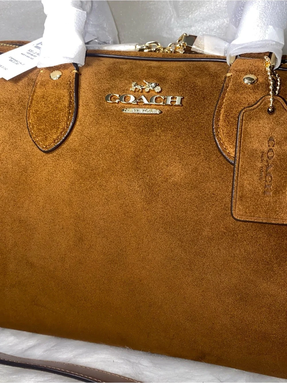 Coach Suede Satchel purse Large Rowan New